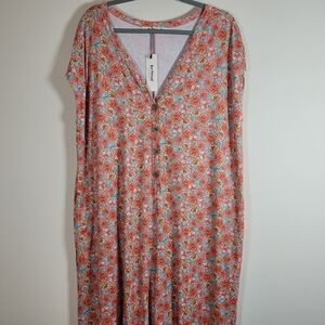 Three Bird Nest Romper Floral Beach XL Wide Leg V-Neck Short Sleeve